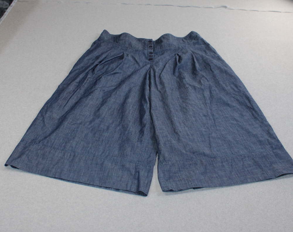 Wayward Fancies Pants Women 2X Blue Chambray Palazzo Wide Leg Buttons Pleated